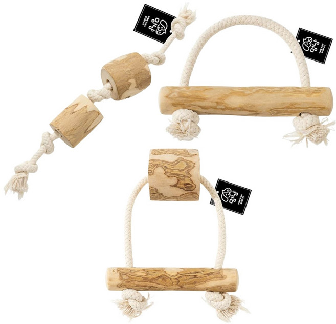 멍냥 강아지 커피나무 로프 치석제거 튼튼한 우드스틱 터그 놀이용 장난감 3종 세트, 나무색, 1세트