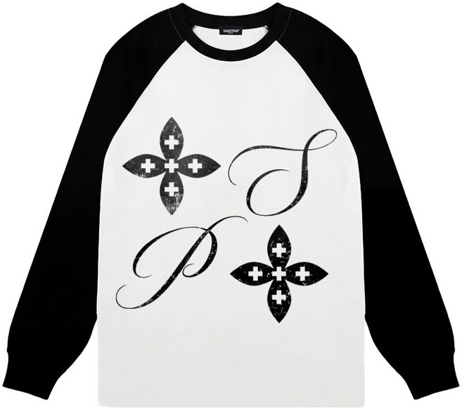 세인트페인 남녀공용 이니셜 심볼 레글런 헤비웨이트 롱슬리브