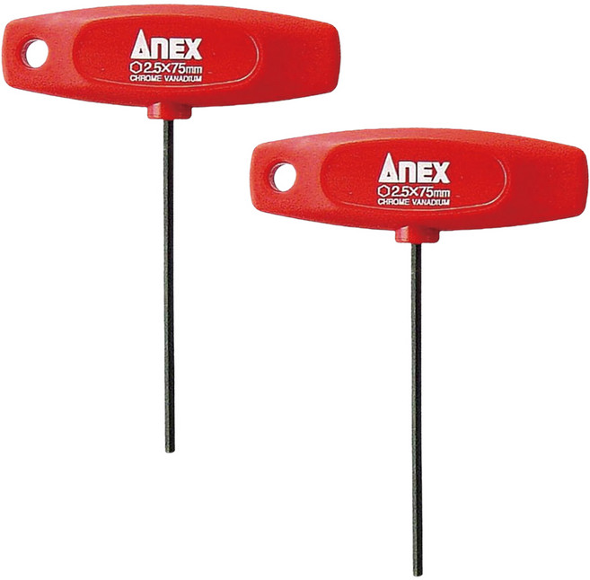 ANEX T형 핸들 육각 렌치 3200 2.5 x 75 mm, 2개