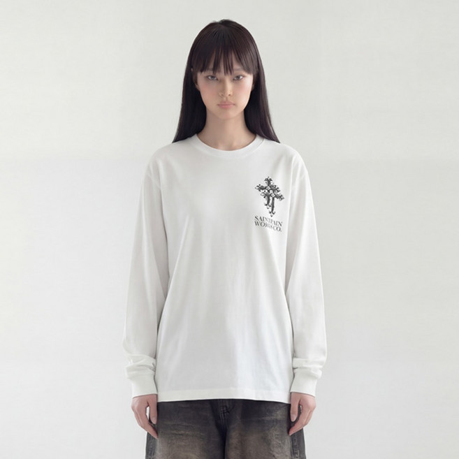 세인트페인 남녀공용 더블 크로스 헤비웨이트 롱슬리브