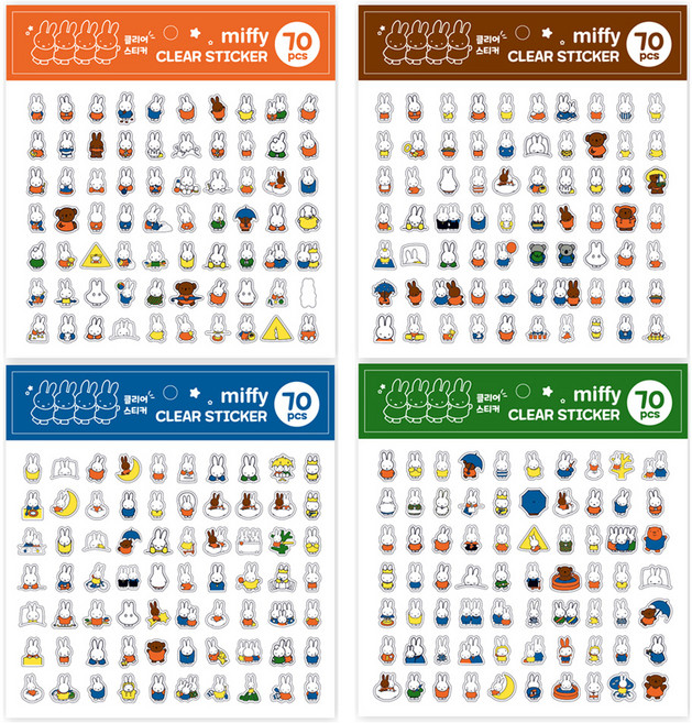iTOViC Miffy 透明貼紙4件組, 混色, 1套