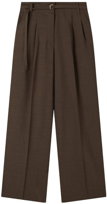 Roem 女款附腰帶雙褶寬版西裝褲