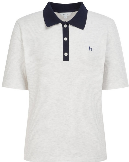 헤지스 여성용 카라배색 골지 반팔 폴로 셔츠