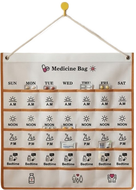 소유공간 벽걸이형 월간 약보관 약달력 S261-0288C, 불투명, 1개