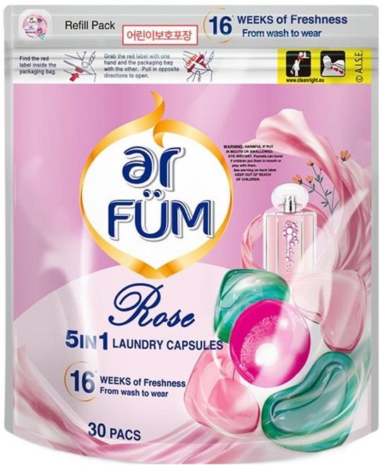 아로퓸 5in1 퍼퓸 캡슐세탁세제 로즈가든, 30개입, 12g, 1개