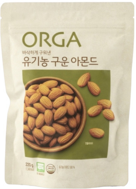 올가홀푸드 유기농 구운 아몬드, 1개, 220g