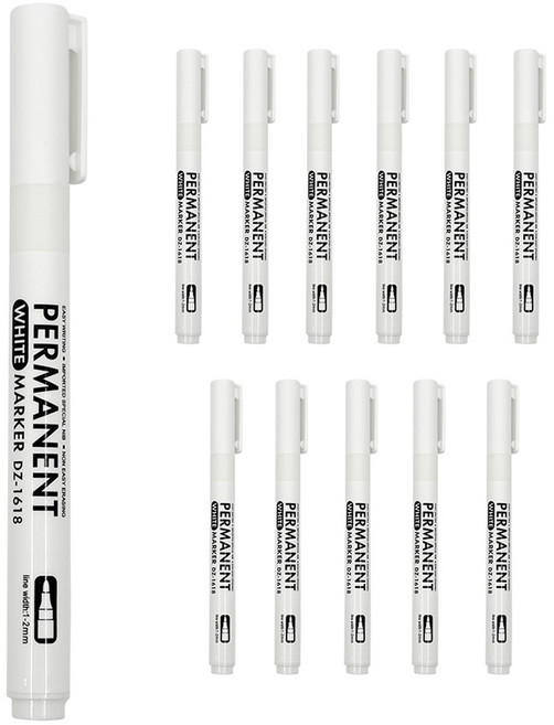 리드홈 퀵드라이 유성 마카펜 화이트, 12개, 1색