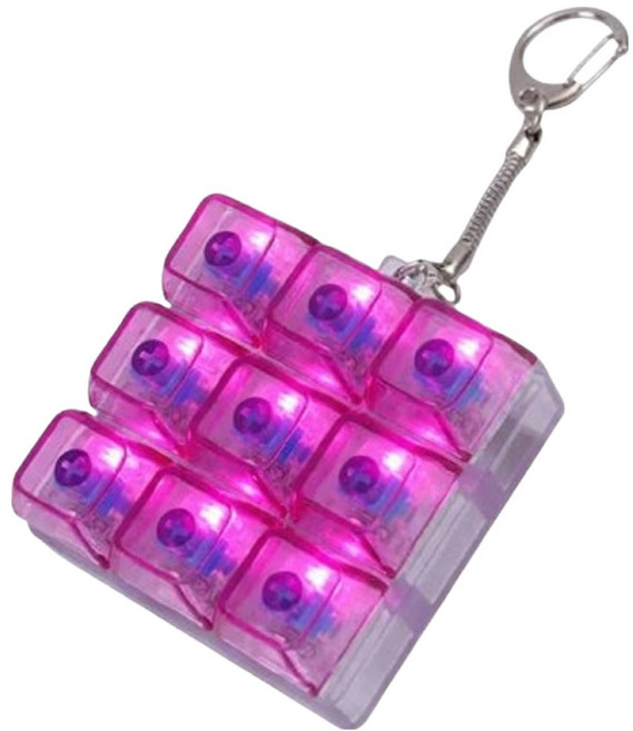 원이네 9구 LED 키보드 키캡 키링, 핑크, 1개