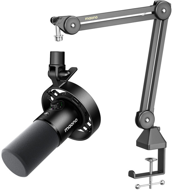 마오노 USB XLR 노이즈캔슬링 다이나믹 마이크 프로 레코딩 팟캐스트 암 스탠드형, PD300X_S(암 스탠드형), 블랙, PD300XS