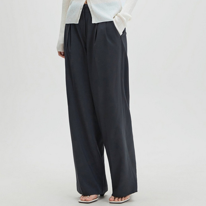 미쏘 여성용 벨티드 와이드핏 슬랙스