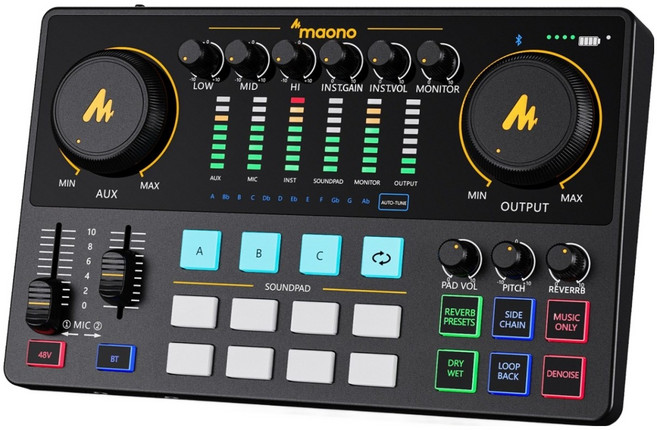 마오노 캐스터 오디오 인터페이스 방송용 녹음용 팟캐스트 스트리밍, AME2, 블랙, AME2