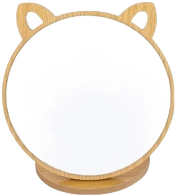LYRIS 화장대 우드 탁상거울 대형 접이식, 고양이 디자인