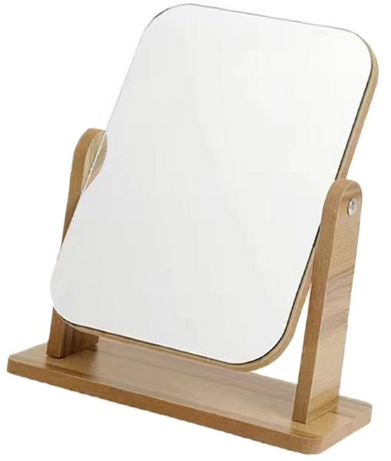 LYRIS 홈 인테리어 화장대 회전 탁상거울 대형, 우드