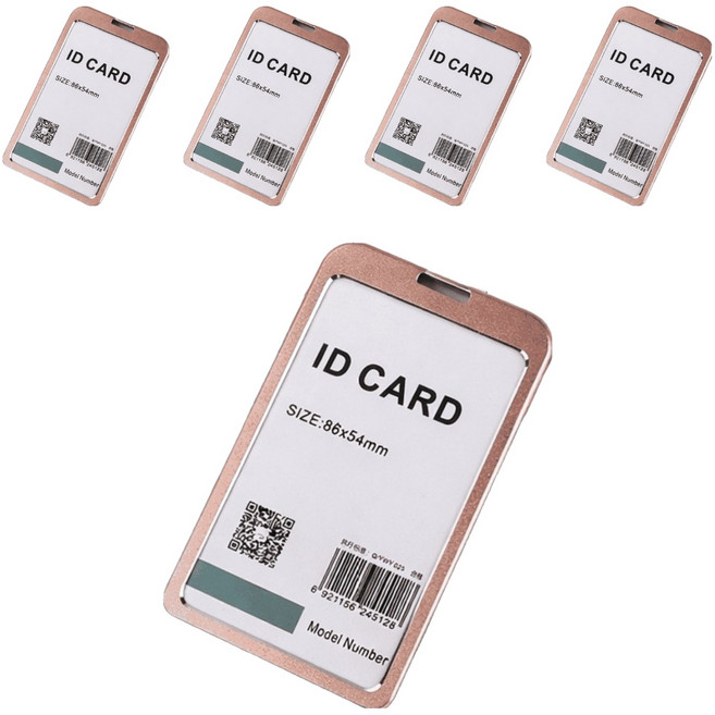 테리보 사원증 케이스 목걸이 메탈 소형 세로형, 핑크, 5개