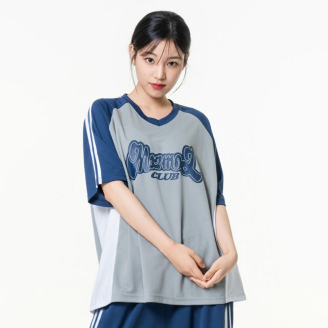 모즈모즈 남녀공용 스포티 에어 메쉬 반팔 저지 티셔츠