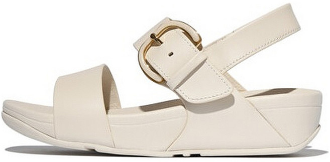 fitflop 女款 LULU 樹脂扣環皮革後繫帶涼鞋, 米色, 240