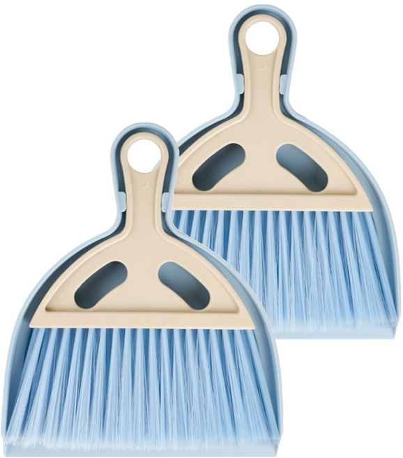 다온셀렉트 틈새청소 미니 빗자루 + 쓰레받기 세트, 블루, 2세트