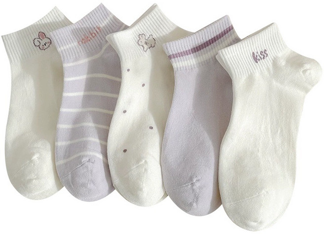 여성용 소프트 래빗 파스텔 양말 5족 세트 AW28