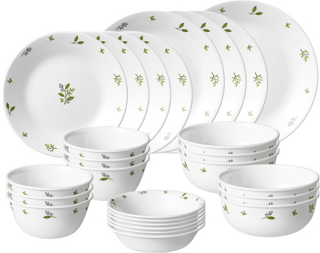 코렐 팬시스티치 원형 6인 홈세트 26p, 화이트, 1세트, 6종