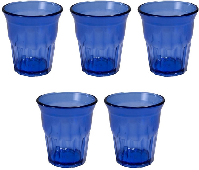 리온주방 국산 업소용 안깨지는 물컵 12각 250ml, 블루, 5개