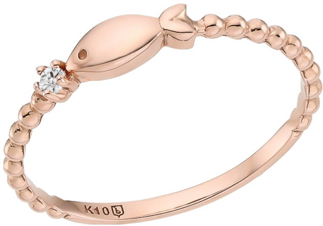 로이드 여성용 슬림볼 탄생석 물고기 14K 골드 반지