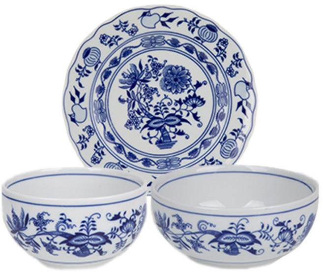 체스키포슬란 쯔비벨무스터 1인 한식 세트 3p, 1세트, 공기 + 대접 + 접시 19cm