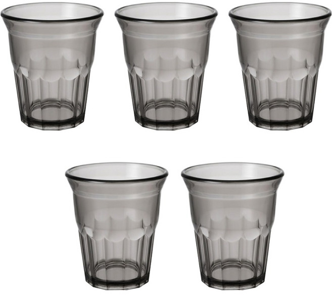 리온주방 국산 업소용 안깨지는 물컵 12각 250ml, 블랙, 5개