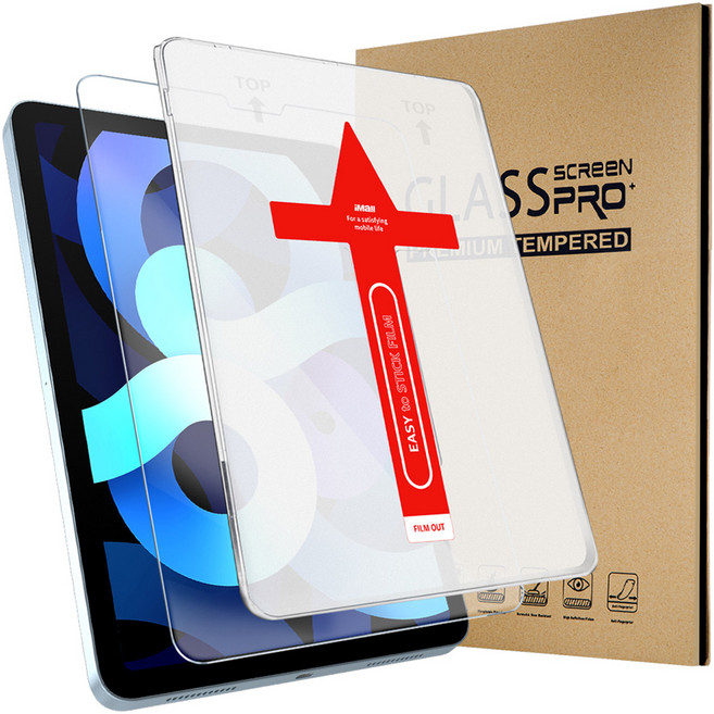 Imall 輕鬆貼合 iPad 9H 高強度全覆蓋鋼化玻璃膜套組, 透明