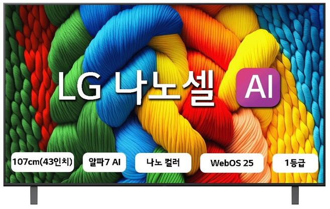 LG전자 4K UHD LED 나노셀 AI TV, 107cm(43인치), 43NANO80ANA, 스탠드형, 방문설치