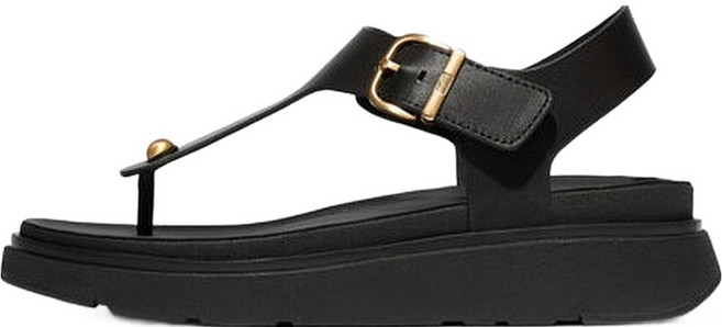 fitflop 女款 Gen FF 皮革後繫帶夾腳涼鞋, 黑色, 250
