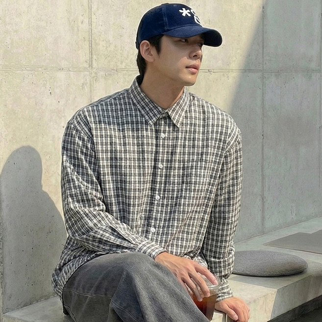 모즈모즈 남녀공용 소프트 베이직 라이트 체크셔츠