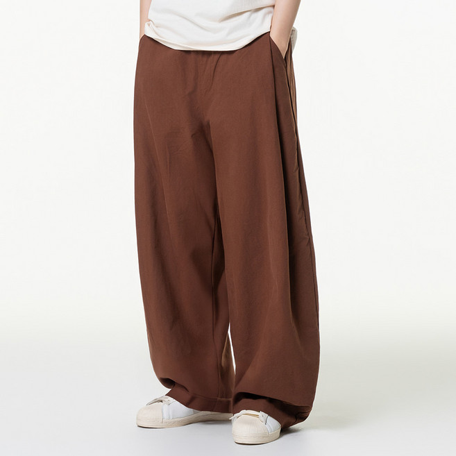 모즈모즈 남녀공용 린넨 라이크 와이드 팬츠