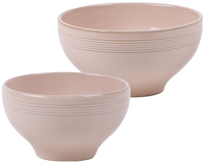 윤도자기 다인 공기 + 대접 세트, 분홍, 1세트