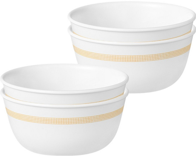 코렐 미니멀체크 면기 4p 세트, 화이트, 1세트