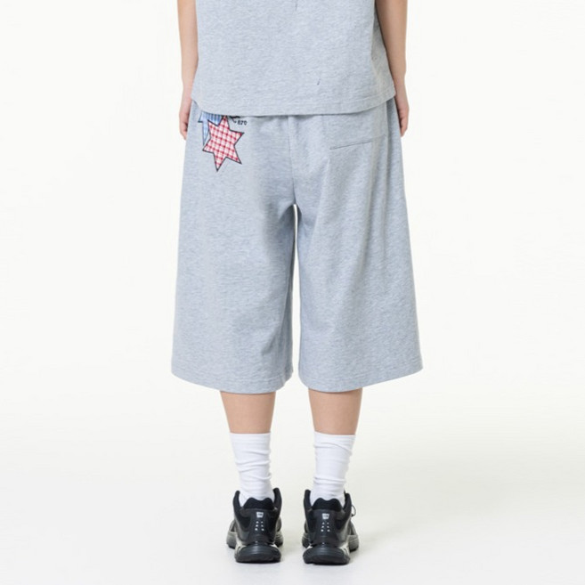 모즈모즈 여성용 버뮤다 스타패치 사이드턱 스웨트 팬츠