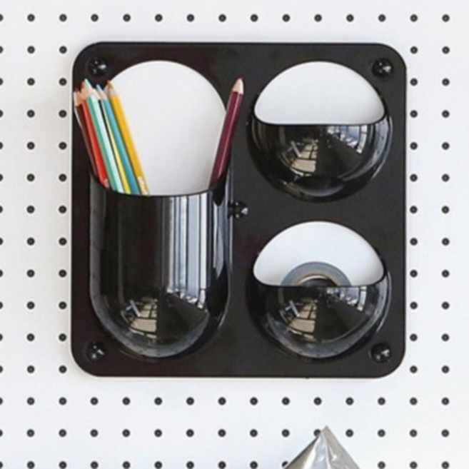 타공판닷컴 자석수납 버블월포켓 3포켓 21 x 21 cm, 블랙, 1개