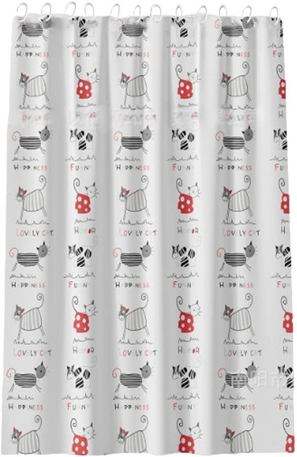 원이네 모던 디자인 방수 샤워커튼, 캣츠, 1개