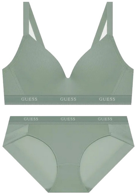 게스언더웨어 컬러킥 골지 노와이어 브라 팬티