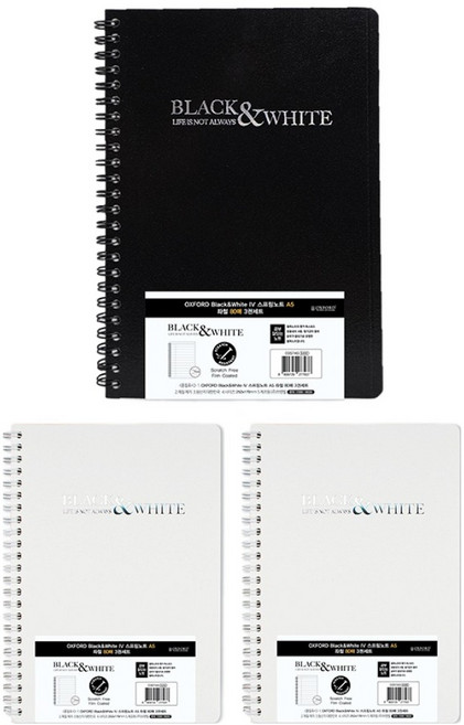 OXFORD 노트 Black&White 4 스프링노트 A5 좌철 80p, 랜덤발송, 3개