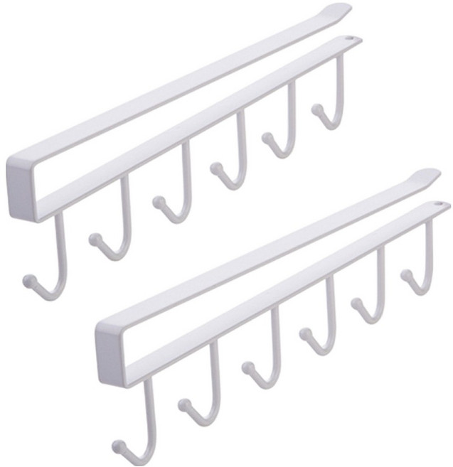 코지웰 옷장 정리 후크 캐비닛 행 후크 다용도 정리 수납걸이, 2개, 화이트