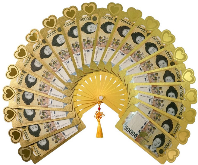 morningscent 생신 기념일 선물 황금 용돈부채 20p, B Type 골드, 1개