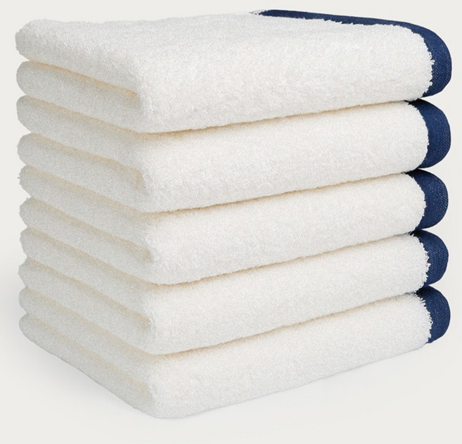 어메니티타올 클린무드 세면타올 200g 40수 코마사, 솔리드 네이비, 5개