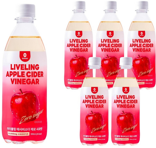 라이블링 애사비 소다 제로 사과맛, 500ml, 6개