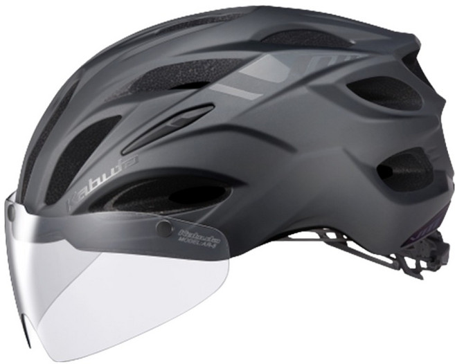 KABUTO VITT NEW VITT 可拆卸擋風鏡自行車安全帽 AR-5 煙燻色, 霧面純黑色, 1個