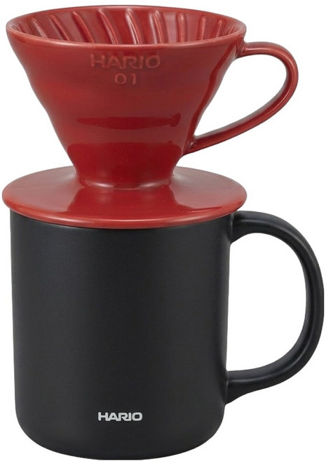 하리오 드리퍼 VD-INT-01R + 머그컵 350ml CMG-350 세트, 1세트, 드리퍼 + 머그컵 블랙
