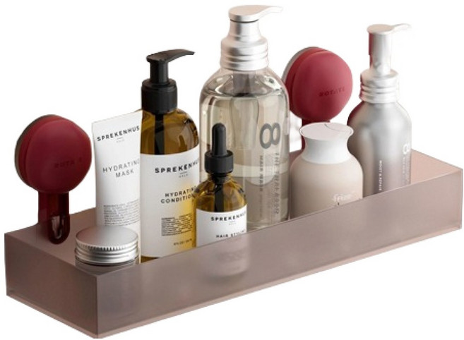 블럭마트 반투명 물빠지는 무타공 욕실 선반, 브라운, 1개