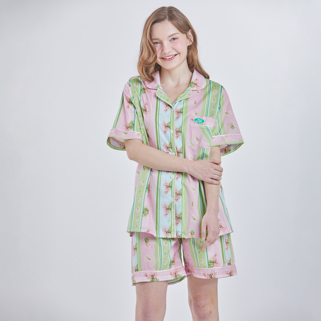 폴앤안나 여성용 플라워 다이어리 파자마 상하의 세트