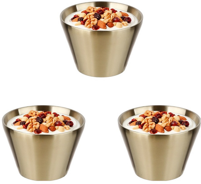 플라라 골드 티타늄 더블월 깊은형 이중빙수볼, 12cm, 3개