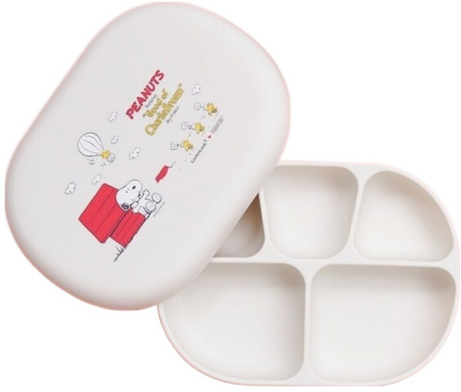 락앤락 스누피 리틀럽 실리콘 흡착식판, 아이보리, 1개