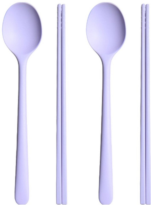 라임올리브 실리콘 2인용 수저세트 SL084, 퍼플, 1세트, 숟가락 2p + 젓가락 2p